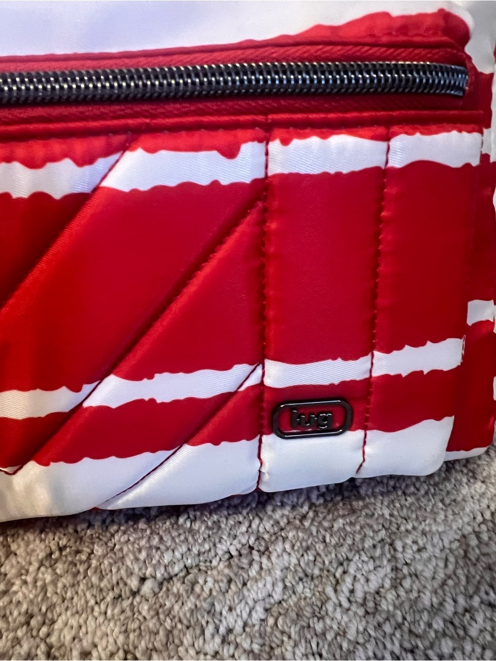 Lug Stretch LS Crossbody Bag Red White Stripe NWOT RFID Organizer Purse - Picture 2 of 16